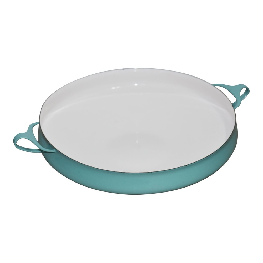 Dansk Turquoise Blue Enamel Paella Pan 13.25” Vintage MCM Kobenstyle Denmark